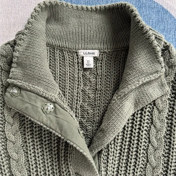 Ll Bean Olive Green Snap Sweater - XS - Picture 2 of 2